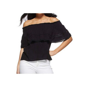 Sofia Jeans by Sofia Vergara Cha Cha off shoulder ruffle eyelet‎ top